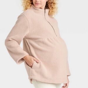 NWT Isabel Maternity Pullover Sweatshirt Jacket SZ M Light Pink Warm
